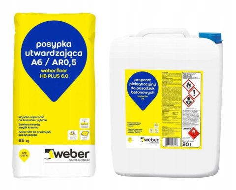 WEBER ZESTAW 50 m2 Posypka utwardzająca do betonu i impregnat do posadzek przemysłowych